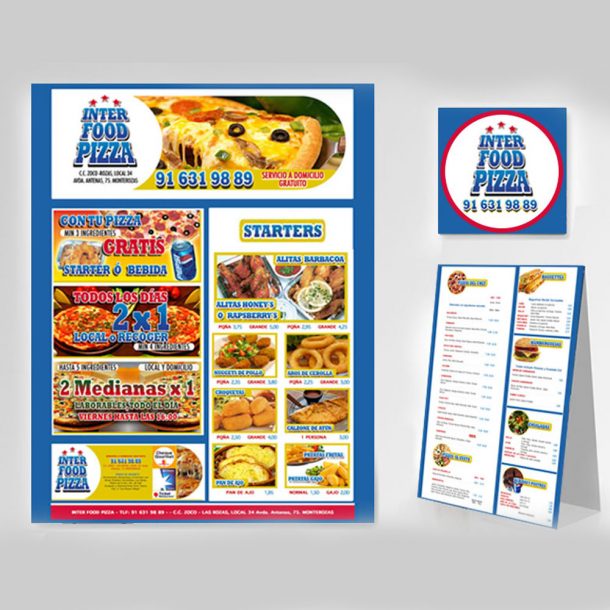 Diseño de identidad de marca y web de la pizzería Interfood