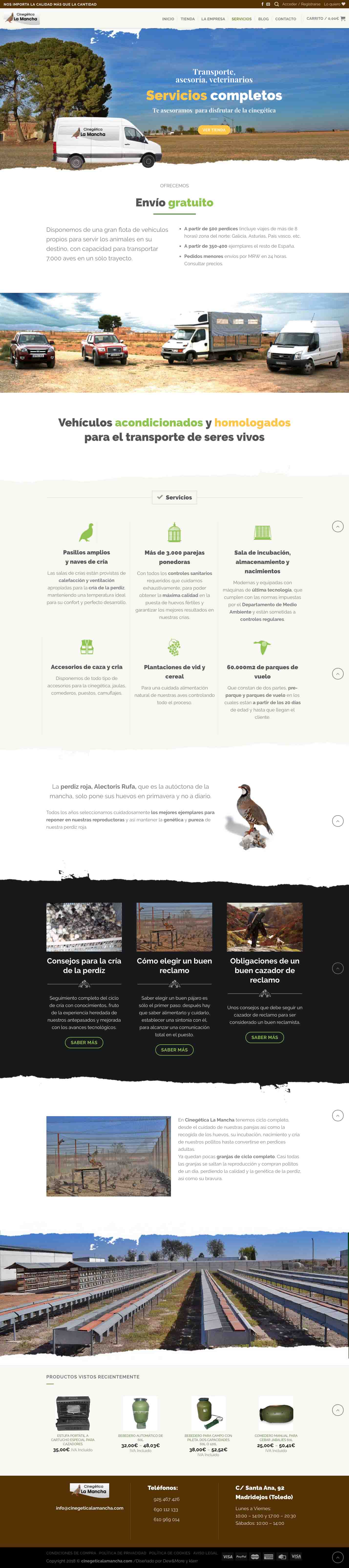 Ecommerce Cinegética La Mancha. Portafolio diseño web. Clara Ortega. Aclararte